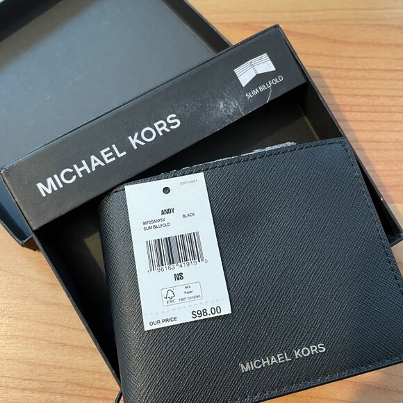 Michael Kors Men's Genuine Leather Andy Slim Black Billfold Wallet. BRAND NEW! - Picture 6 of 10